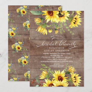Invitación Brunch Rústico Amarillo Sunflower Bridal Shower