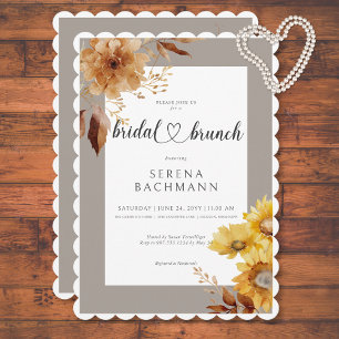 Invitación Brunch Rústico Autumflower Taupe White Bridal Brun