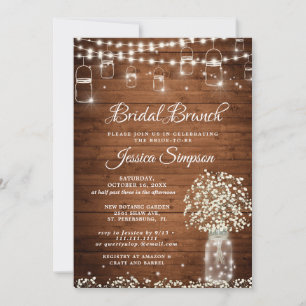 Invitación Brunch Rústico Bridal Mason Jar del Rescate del Be