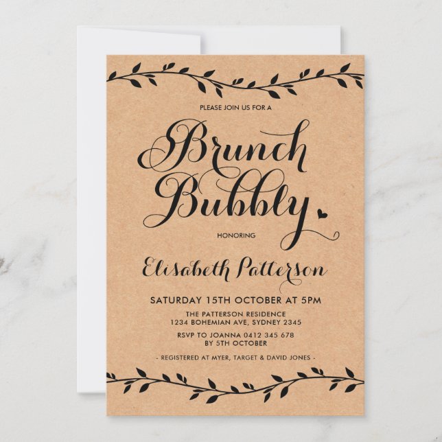 Invitación Brunch rústico y risas Baby Shower bulgosas modern (Anverso)