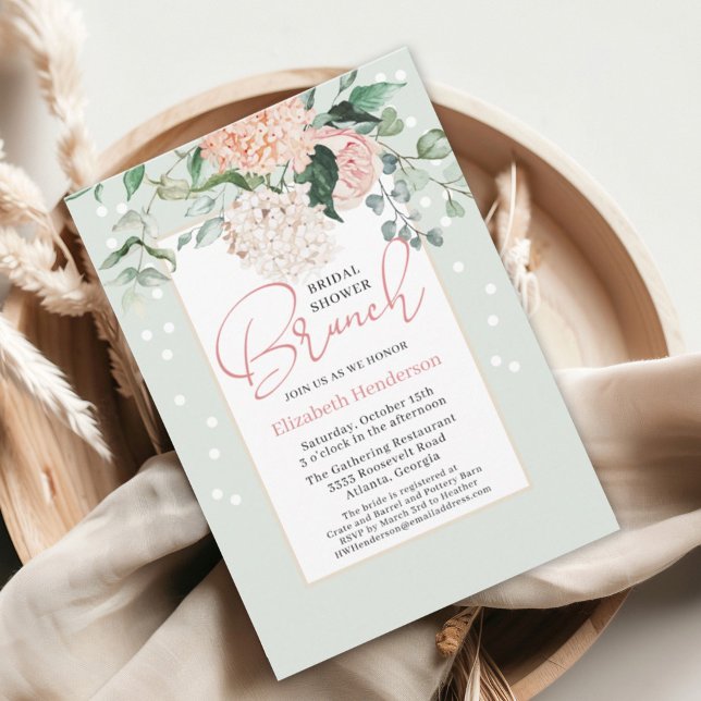 Invitación Brunch Sage Green Pink Floral Bridal Shower (Subido por el creador)
