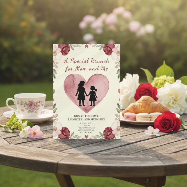 Invitación Brunch sentimental con forma de corazón para mamá  (Subido por el creador)
