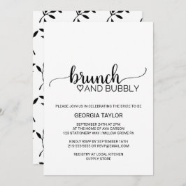 Invitación Brunch simple de caligrafía negra y burbuja