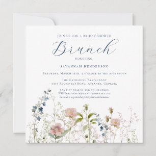 Invitación Brunch simple de flores silvestres con ducha de no