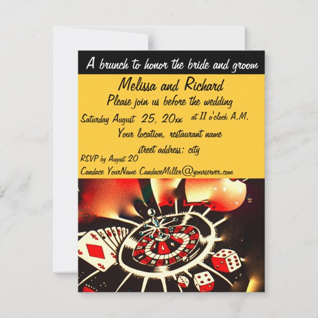 Invitación Brunch temático del Casino para Novia y Groom (Anverso)
