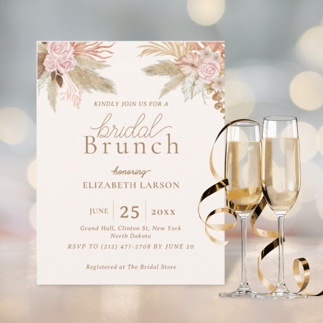 Invitación Brunch tropical de novias Boho moderno exótico (Subido por el creador)