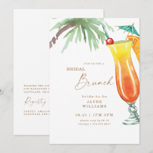Invitación Brunch tropical de novias colorido 