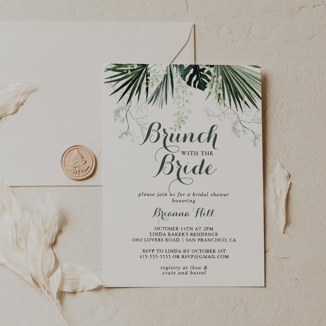 Invitación Brunch tropical de vegetación con ducha de novias (Subido por el creador)