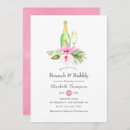 Invitación Brunch tropical floral y ducha bucal de novia