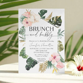 Invitación Brunch tropical floral y ducha bucal de novia