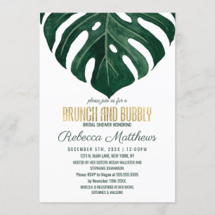 Invitación Brunch tropical moderno del oro del queso suizo