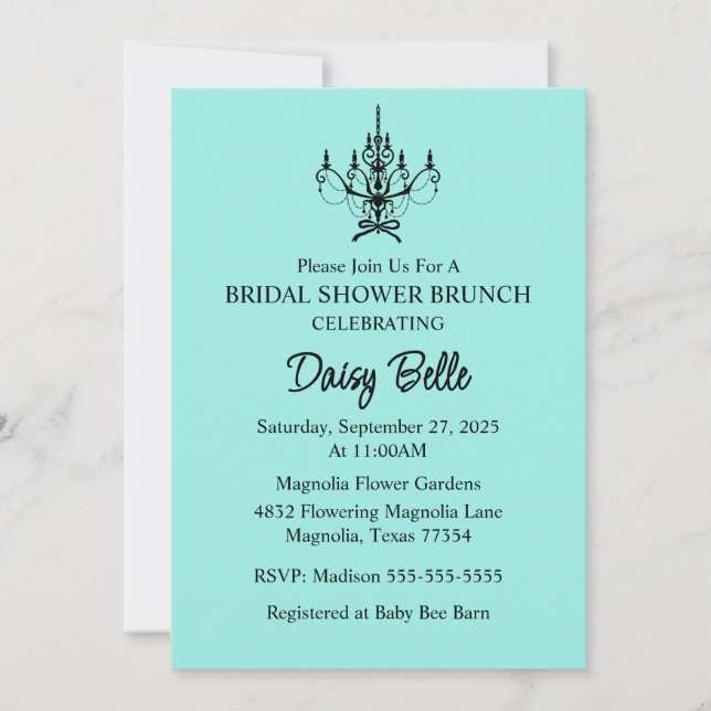 Invitación Brunch verde azulado Bride & Co. Bridal Shower (Anverso)