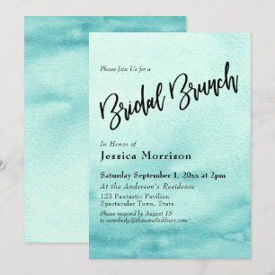 Invitación Brunch verde azulado de color de agua Ombre de nov