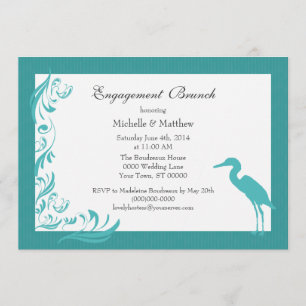 Invitación Brunch verde azulado del compromiso del Egret/de