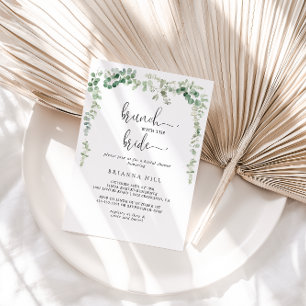 Invitación Brunch verde de eucalipto con ducha de novia