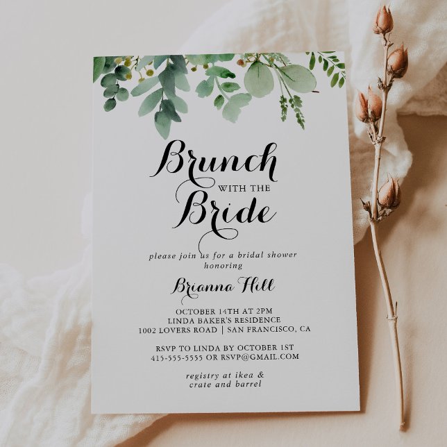 Invitación Brunch verde de eucalipto con ducha de novia (Subido por el creador)