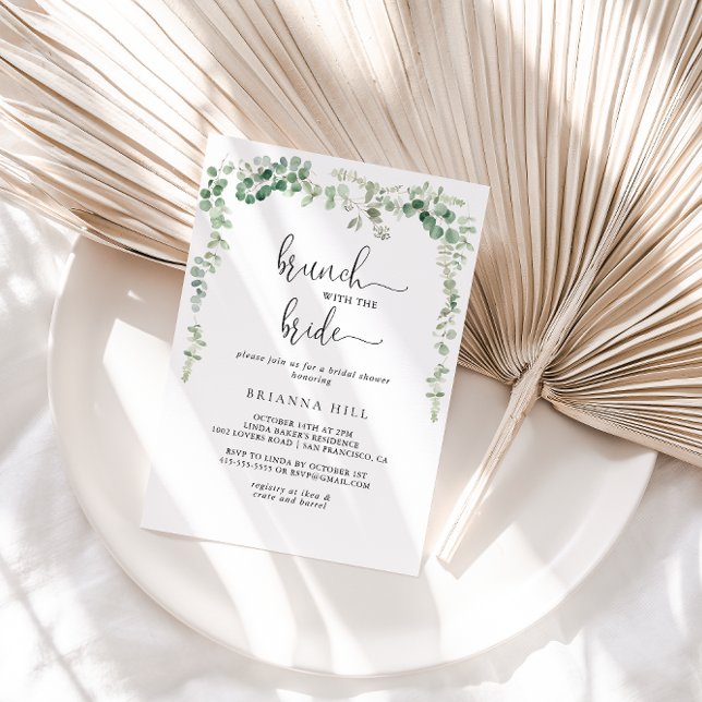 Invitación Brunch verde de eucalipto con ducha de novia (Subido por el creador)