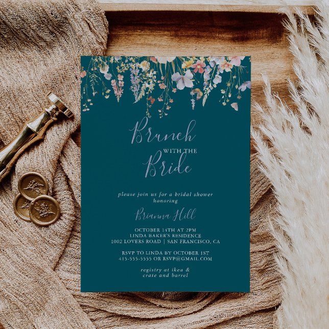 Invitación Brunch verde de flores silvestres con ducha de nov (Subido por el creador)