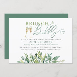 Invitación Brunch verde y ducha de novia burbujeante