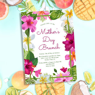 Invitación Brunch Vibrante de Floral Tropical Brillante para 