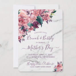 Invitación Brunch Vintage de Día de la Madre de Mármol Floral