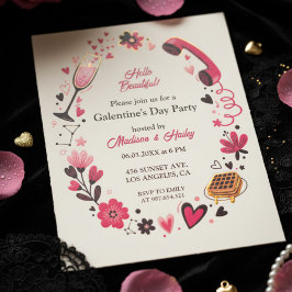 Invitación Brunch Waffle Galentine's Invitation