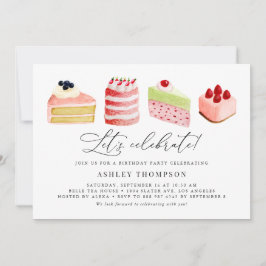 Invitación Brunch Watercolor Sweet Cakes Birthday Party