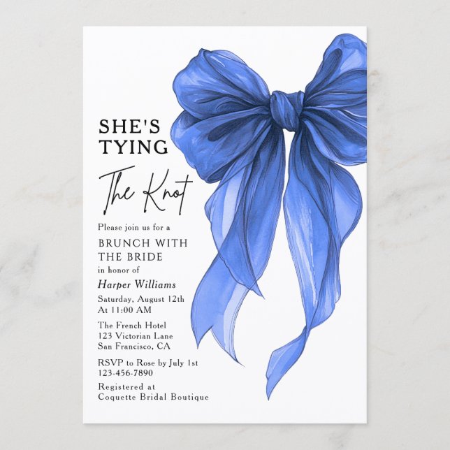 Invitación Brunch With The Bride She's Tying The Knot Bow (Anverso)