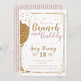 Invitación Brunch y Bubbly brillados con 2 reveses a rayas
