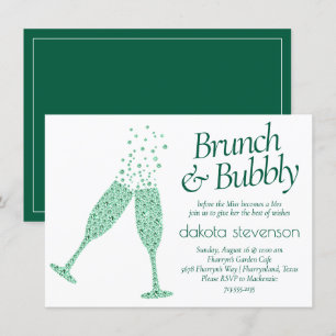 Invitación Brunch y Bubbly   Captura de ojos de champán verde
