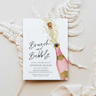 Invitación Brunch y Bubbly Champagne Bridal Shower Invitati