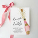 Invitación Brunch y Bubbly Champagne Bridal Shower Invitati<br><div class="desc">Brunch de champán rosado y dorado e invitación a la ducha con burbujas. Diseñado con una hermosa acuarela con botella de champán. Artículos coincidentes en el diseño del Fiesta Cava de nuestra tienda.</div>