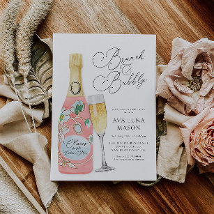 Invitación Brunch y Bubbly Champagne Bridal Shower Invitati