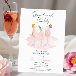 Invitación Brunch y Bubbly | Cocktails rosados Ducha nupcial