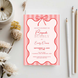 Invitación Brunch y Bubbly con Borde Retro Caprichoso