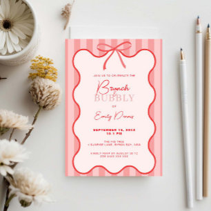 Invitación Brunch y Bubbly con Borde Retro Caprichoso