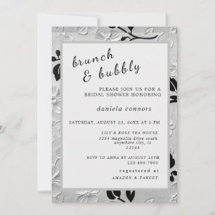 Invitación Brunch y Bubbly de B & W personalizados para Flora