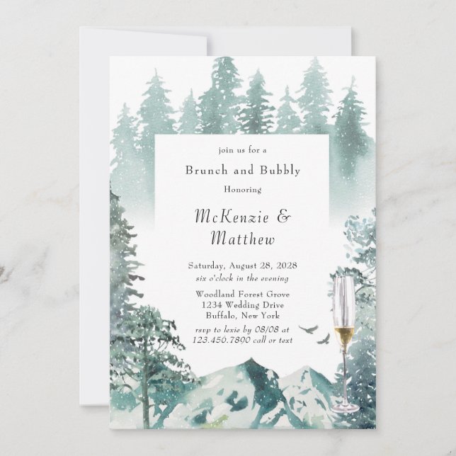 Invitación Brunch y Bubbly de Green Mountain Airy Green Mount (Anverso)