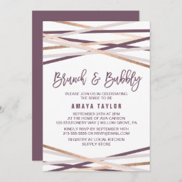 Invitación Brunch y Bubbly de Rubor y Rosa Gold Streamers