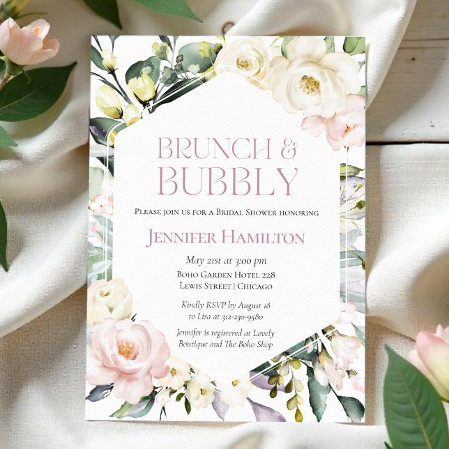 Invitación Brunch y Bubbly | Ducha Boho Floral Bridal (Subido por el creador)
