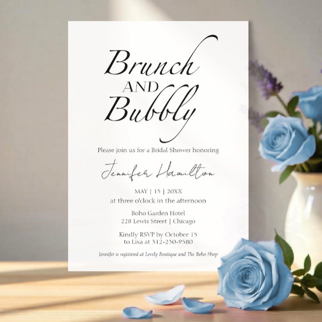 Invitación Brunch y Bubbly | Ducha de novia negra y blanca (Subido por el creador)