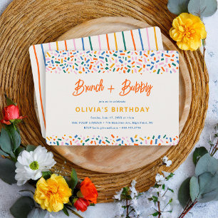 Invitación Brunch y Bubbly Festious Fun Birthday Party