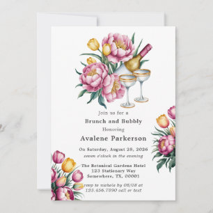Invitación Brunch y Bubbly Floral Harmony vibrante