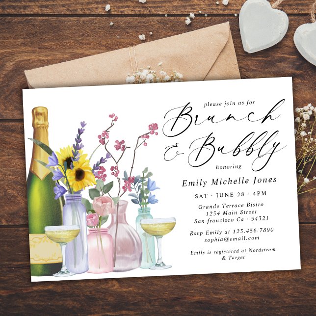 Invitación Brunch y Bubbly | Flores silvestres y champán (Subido por el creador)