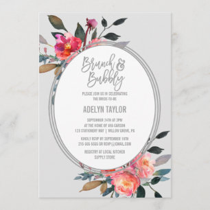 Invitación Brunch y burbuja de flores de invierno