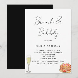 Invitación Brunch y burbuja de panqueques de balancín negro y