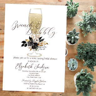 Invitación Brunch y burbuja de Rosas negros de vidrio de cham