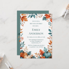 Invitación Brunch y burbujas con elegante calabaza de óxido y