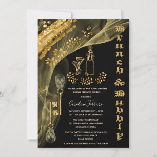 Invitación Brunch y burbujas de Halloween, llaves de cráneo d