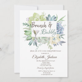 Invitación Brunch y burbujas de Martini de Cactus con acuarel